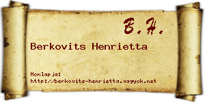 Berkovits Henrietta névjegykártya